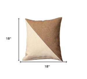 Set of Four 18" Ivory and Brown Color Block Fabric Throw Pillows