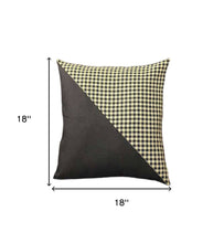 Set of Four 18" Black and Yellow Houndstooth Fabric Throw Pillows