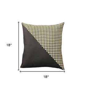 Set of Four 18" Black and Yellow Houndstooth Fabric Throw Pillows
