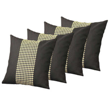 Set of Four 18" Black and Yellow Houndstooth Fabric Throw Pillows