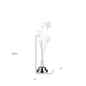 28" Silver Chrome Six Light Globe Desk or Table Lamp