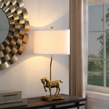 30" Gold Stallion Horse Table Lamp With White Shade
