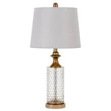 Set of Two 27" Glass Honeycomb and Rose Gold Table Lamps