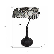 16" Dark Brown Table Lamp With White and Silver Shade