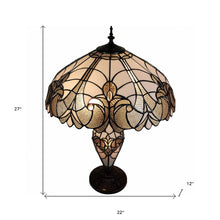 27" Dark Brown Metal Two Light Candlestick Table Lamp With Beige Shade