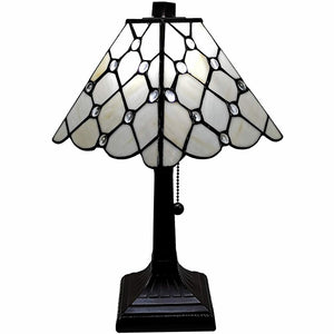 15" Dark Brown Metal Candlestick Table Lamp With White Empire Shade