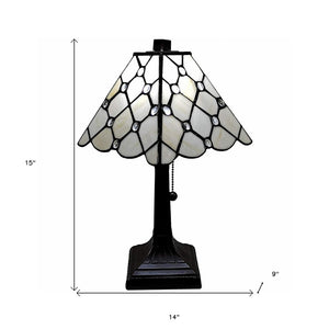 15" Dark Brown Metal Candlestick Table Lamp With White Empire Shade