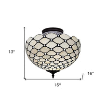 Black and White Tiffany Style Two Light Semi Flush Ceiling Lamp