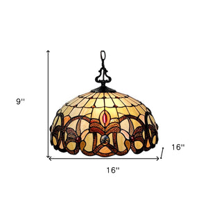 16" Tiffany Style Stained Glass Two Light Glass Dimmable Ceiling Light