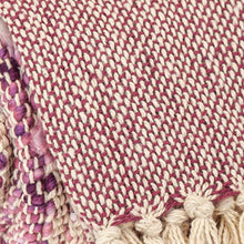 50" X 60" Purple and Ivory Woven Cotton Striped Throw Blanket with Tassels