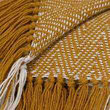 Mustard Woven Cotton Striped Throw Blanket
