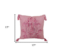 17" X 17" Light Pink Polyester Zippered Pillow With Tassels