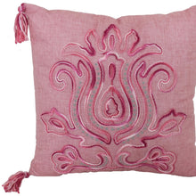 17" X 17" Light Pink Polyester Zippered Pillow With Tassels