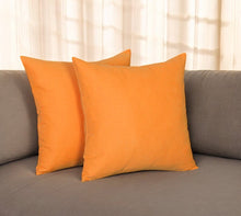 Set of Two 20" Orange Fabric Throw Pillow Covers