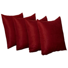 Set Of Four 17" X 17" Claret Red Polyester Zippered Pillow Cover