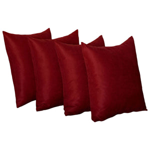Set Of Four 17" X 17" Claret Red Polyester Zippered Pillow Cover