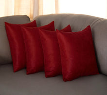 Set Of Four 17" X 17" Claret Red Polyester Zippered Pillow Cover