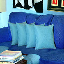 Set Of Four 18" X 18" Sky Blue Polyester Zippered Pillow Cover