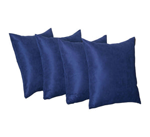 Set Of Four 18" X 18" Navy Blue Polyester Zippered Pillow Cover