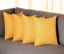Set of Four 18" Yellow Fabric Throw Pillow Covers