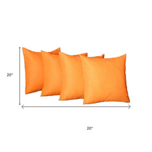 Set of Four 20" Orange Fabric Throw Pillow Covers