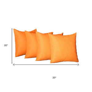 Set of Four 20" Orange Fabric Throw Pillow Covers