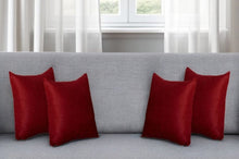Set of Four 20" Red Fabric Throw Pillow Covers
