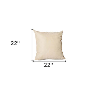 Set Of Four 22" X 22" Beige Polyester Zippered Pillow Cover