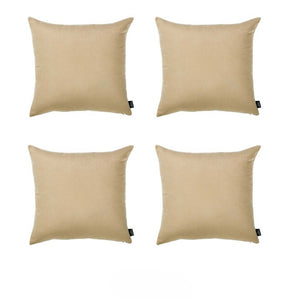 Set Of Four 26" X 26" Beige Polyester Zippered Pillow Cover