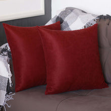 Set of Two 16" Red Fabric Throw Pillow Covers
