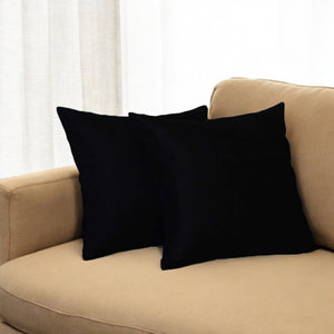 Set Of Two 16" X 16" Black Polyester Zippered Pillow Cover