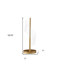 19" Gold Modern Swirl Metal and  Acrylic LED Table Lamp