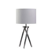 26" Silver and LED Acrylic Tripod Table Lamp With White Shade