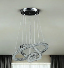 Silver Metal and Crystals LED Dimmable Chandelier