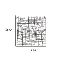 32" X 32" Black Handcrafted Abstract Lines Metal Hanging Dimensional Sculpture