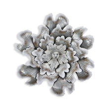 27" X 27" Gray and Off White Galvanized Metal Flower Hanging Dimensional Sculpture