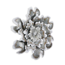 27" X 27" Gray and Off White Galvanized Metal Flower Hanging Dimensional Sculpture