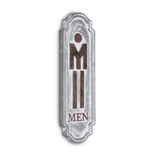 12" X 4" Gray and Brown Handcrafted Mens Room Metal Wall Decor