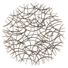 33" X 33" Bronze Metal Abstract Lines Round Hanging Dimensional Sculpture