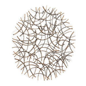 33" X 33" Bronze Metal Abstract Lines Round Hanging Dimensional Sculpture