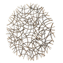 33" X 33" Bronze Metal Abstract Lines Round Hanging Dimensional Sculpture
