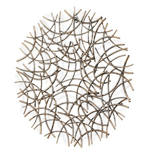 33" X 33" Bronze Metal Abstract Lines Round Hanging Dimensional Sculpture