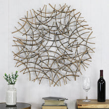 33" X 33" Bronze Metal Abstract Lines Round Hanging Dimensional Sculpture