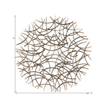 33" X 33" Bronze Metal Abstract Lines Round Hanging Dimensional Sculpture