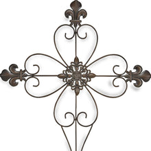 29" X 22" Bronze Metal Hanging Wall Cross Dimensional Sculpture