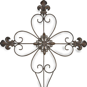 29" X 22" Bronze Metal Hanging Wall Cross Dimensional Sculpture