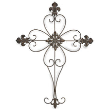 29" X 22" Bronze Metal Hanging Wall Cross Dimensional Sculpture