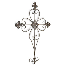 29" X 22" Bronze Metal Hanging Wall Cross Dimensional Sculpture