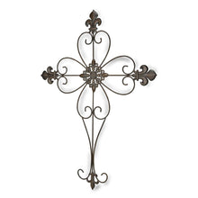 29" X 22" Bronze Metal Hanging Wall Cross Dimensional Sculpture