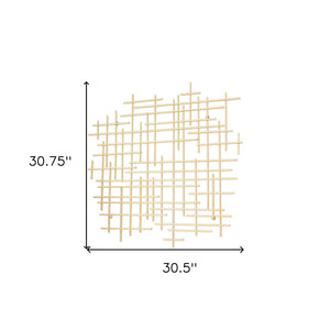 31" X 31" Gold Metal Abstract Lines Hanging Dimensional Sculpture